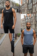 Movra Tanktop - 2 Pack | Black & Pigeon Blue